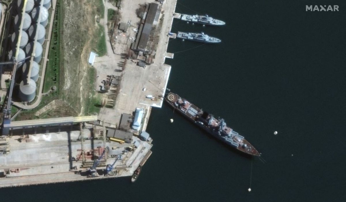 Russian Navy's guided missile cruiser Moskva at port